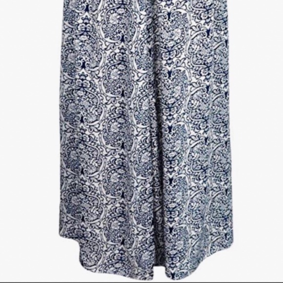 Strapless Ruffle Maxi Dress Size 16 XL Blue & White Rayon Print - Picture 8 of 16